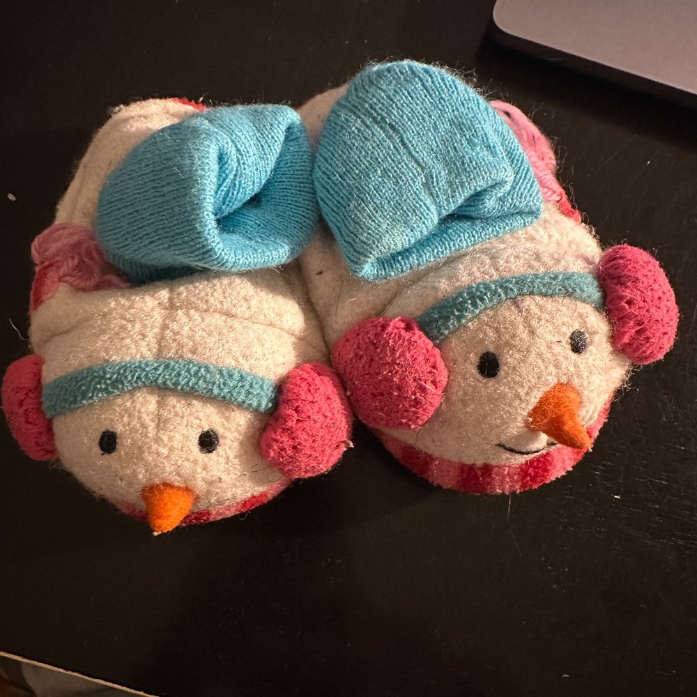 Baby Gap Snowman Baby Slippers Sz S (5-6)